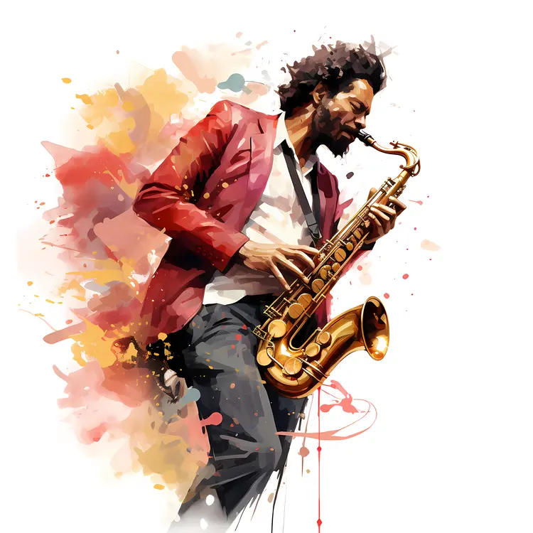 Saxophone Player in Red Jacket