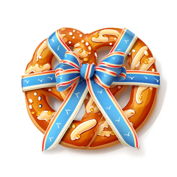 Pretzel with Blue Ribbon for Oktoberfest Celebration