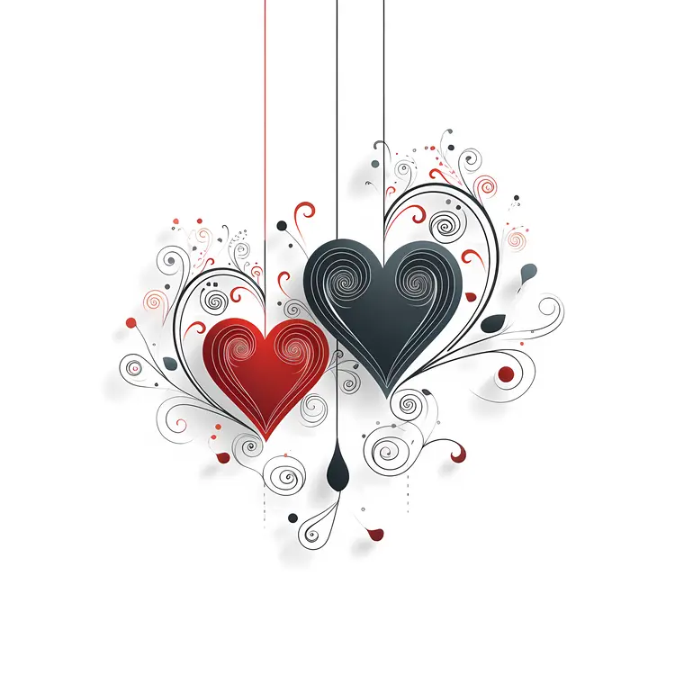 Decorative Hanging Hearts Illustration