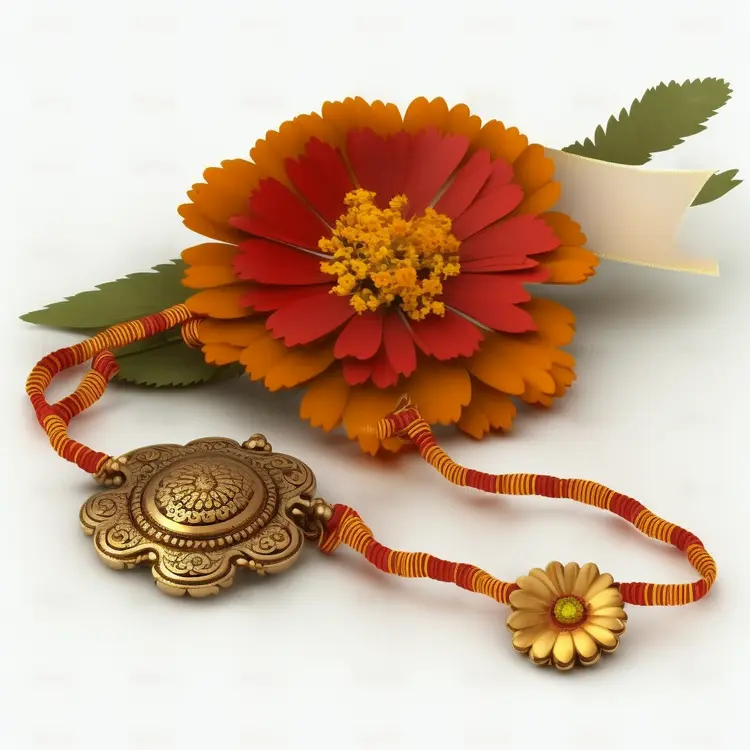 Traditional Rakhi with Flower for Raksha Bandhan
