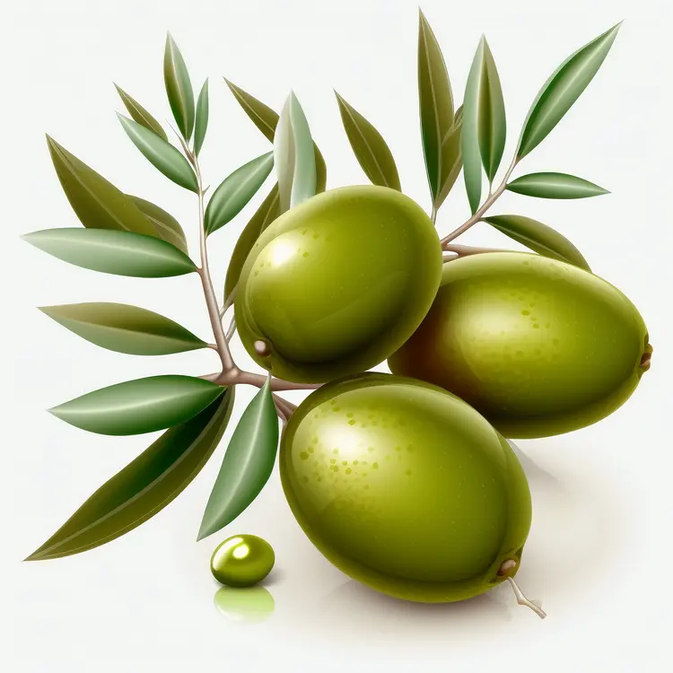 Green Olives with Branch and Leaves