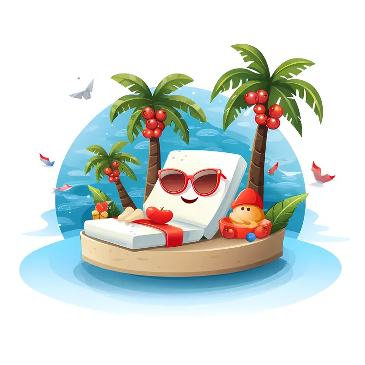 Tropical Christmas with Gift and Palm Trees