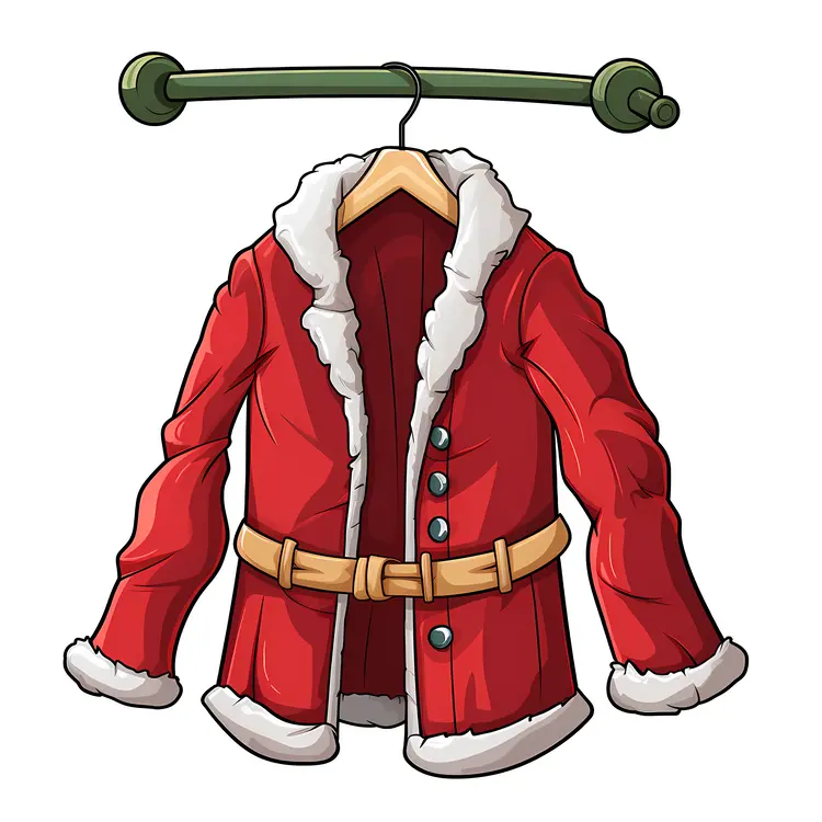 Santa Jacket with White Fur on Hanger