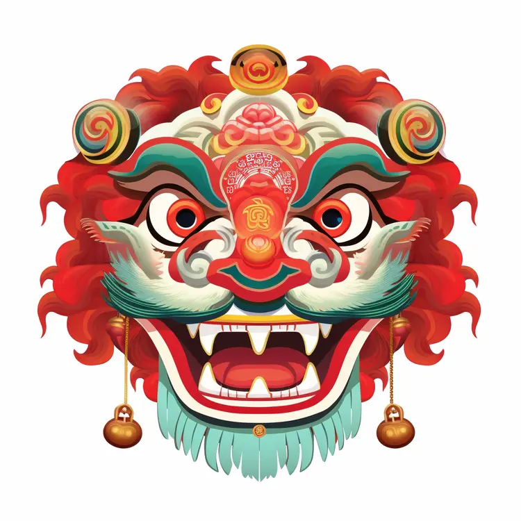 Green Lion Mask for Chinese New Year Celebration