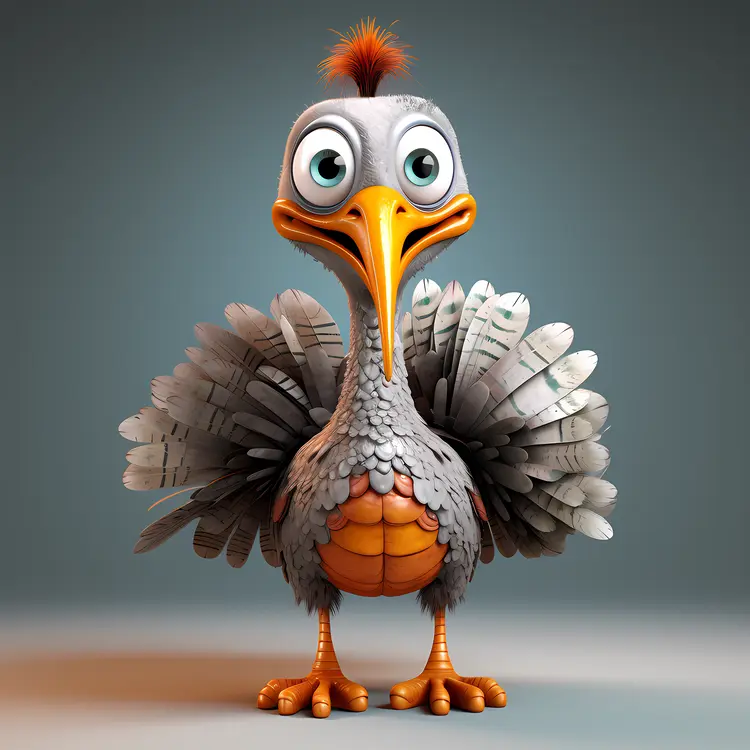 Cute Cartoon Bird with Big Eyes