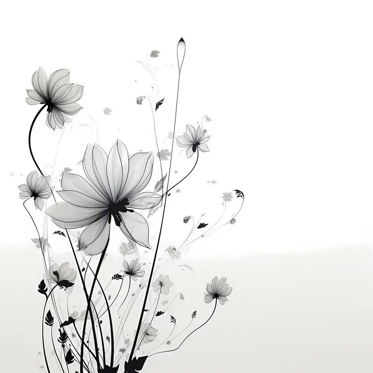 Black and White Flowers in Artistic Design