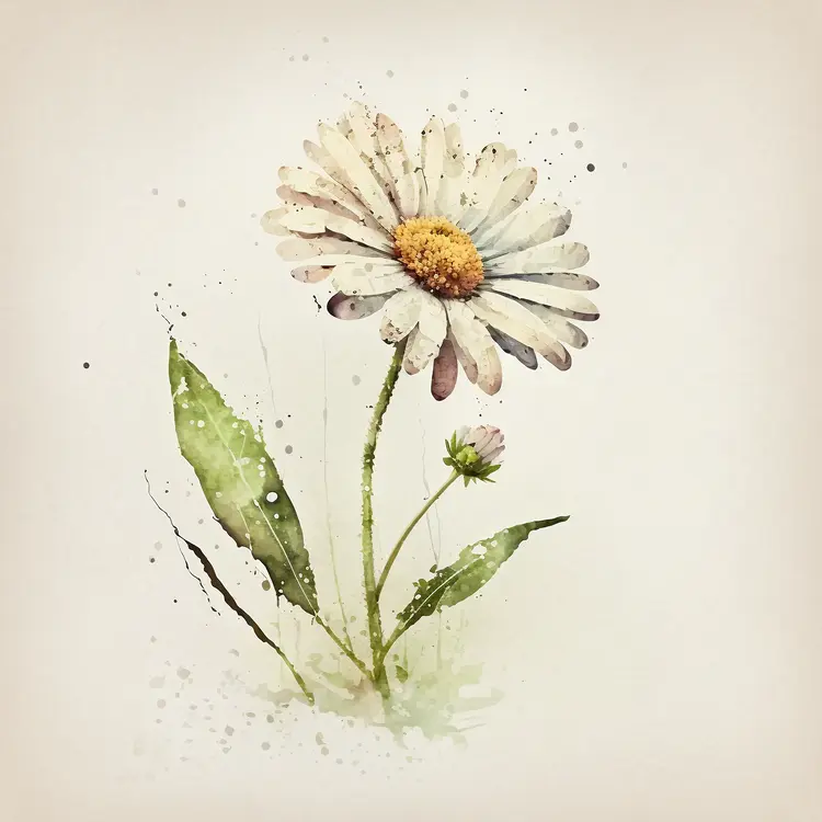 Watercolor Daisy Flower Illustration
