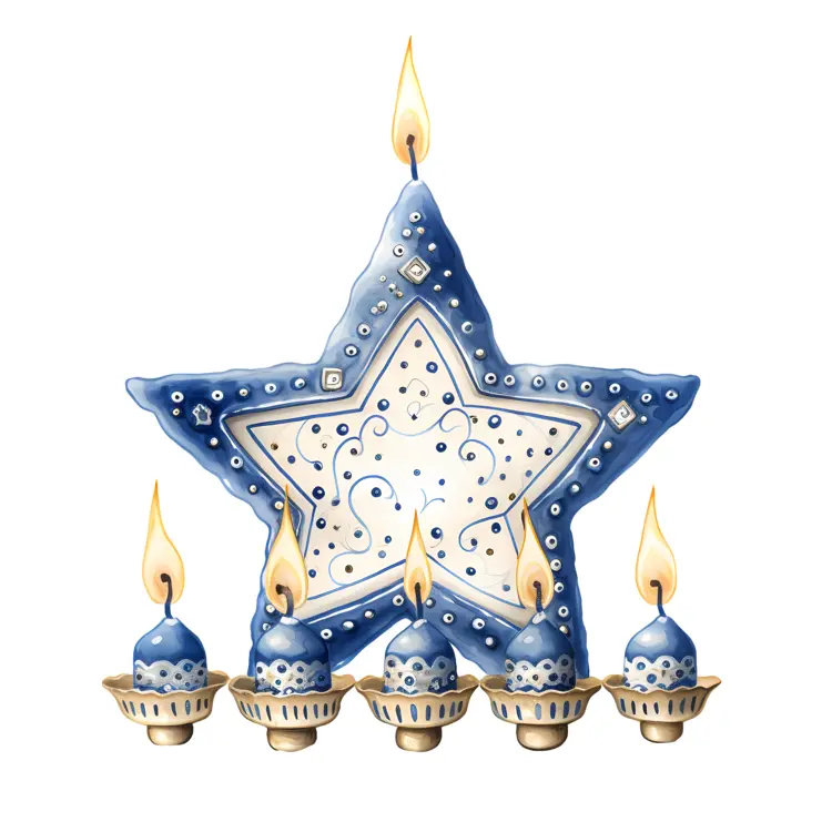 Blue Star with Candles Decoration
