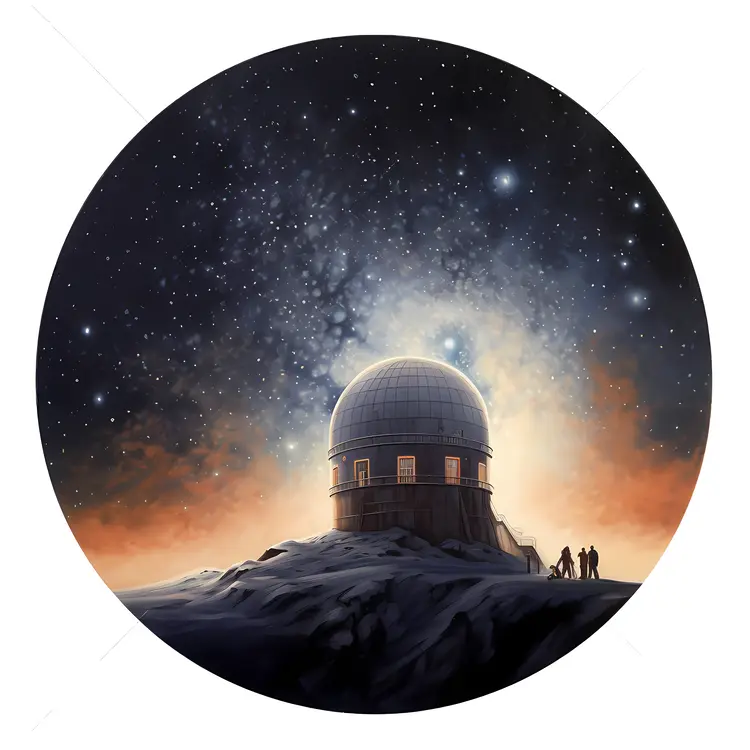 Observatory on Hill Under Starry Sky