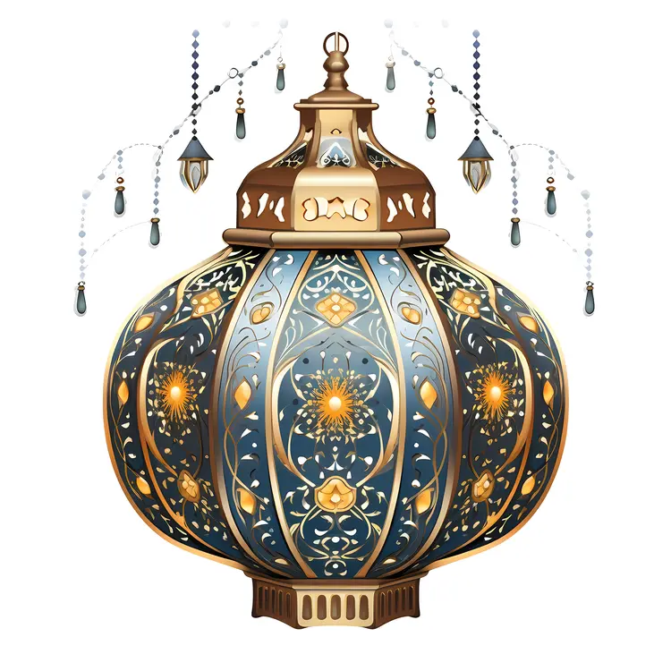 Ornate Floral Lantern with Hanging Decorations