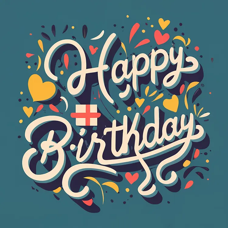 Happy Birthday with Hearts and Gift
