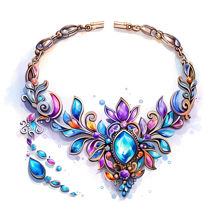 Ornate Colorful Gemstone Necklace