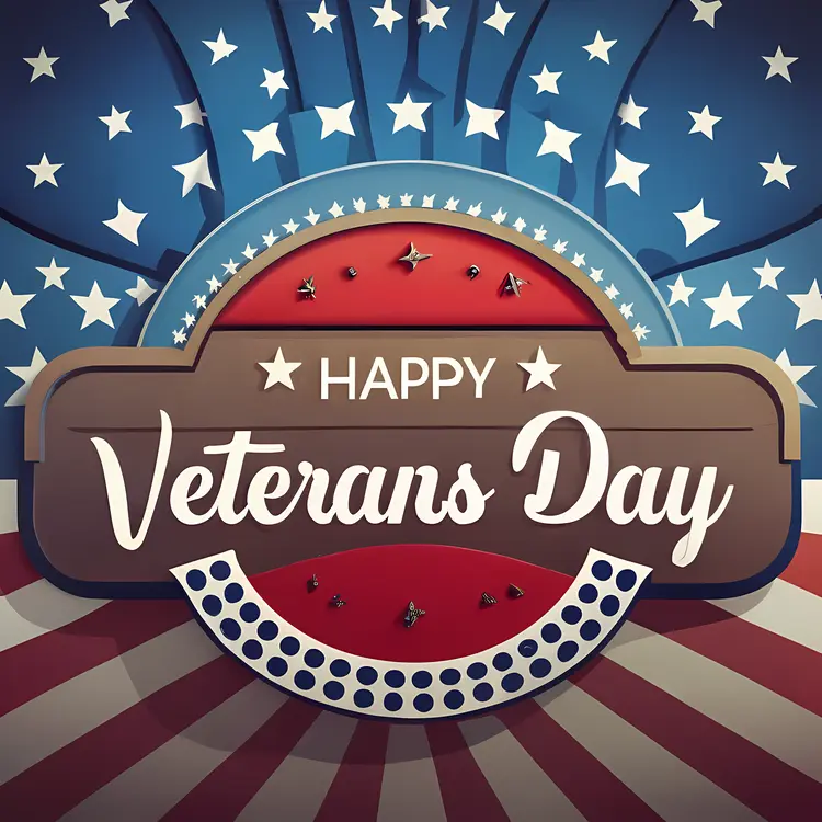 Happy Veterans Day with Stars and Stripes
