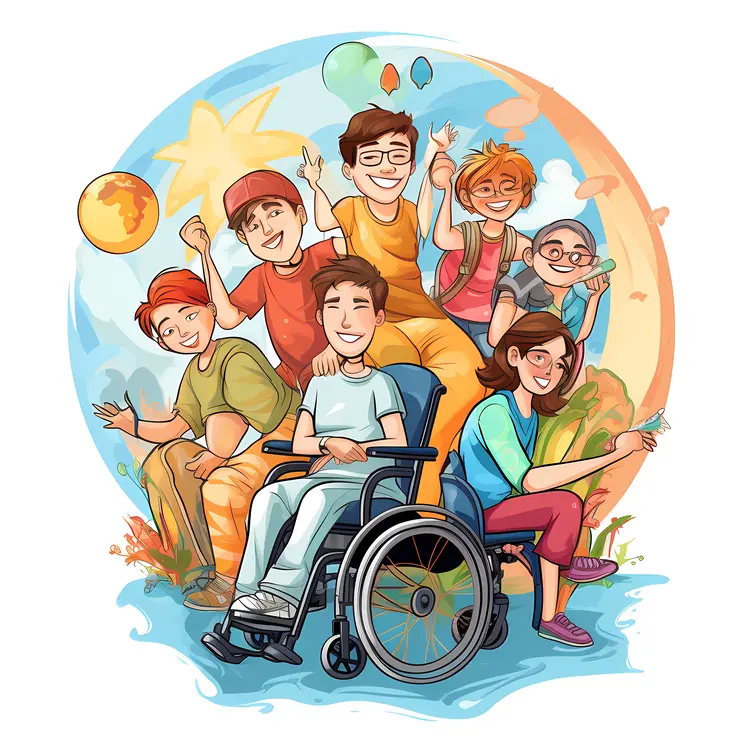 Happy Group of Friends with Balloons