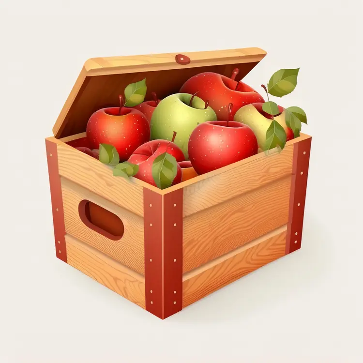 Fresh Apples in Wooden Crate