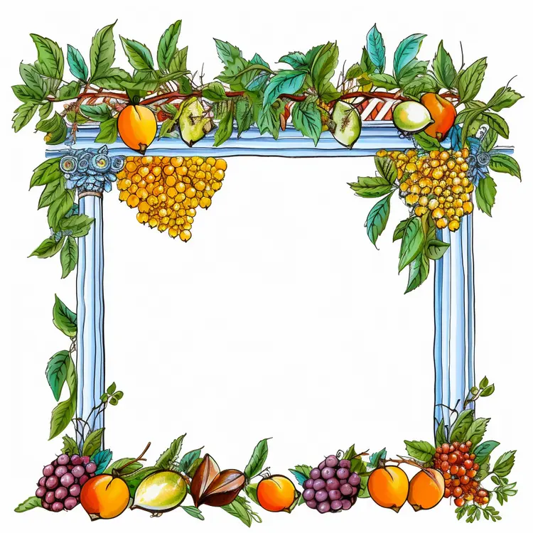 Decorative Frame with Fruits and Leaves