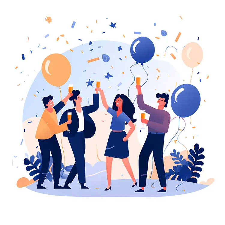 People Celebrating with Balloons