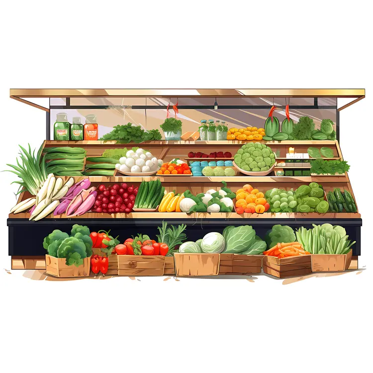 Fresh Vegetable Display at Market