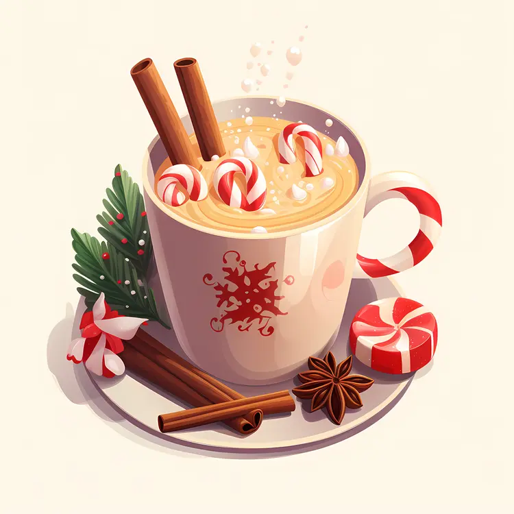 White Cup with Red Snowflake and Christmas Spices