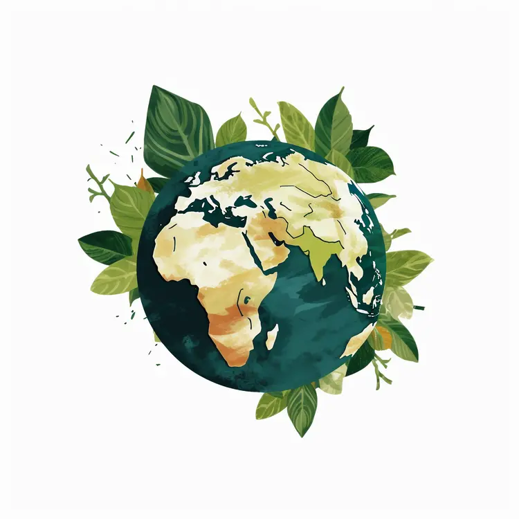 Earth with Leaves for Earth Day Concept