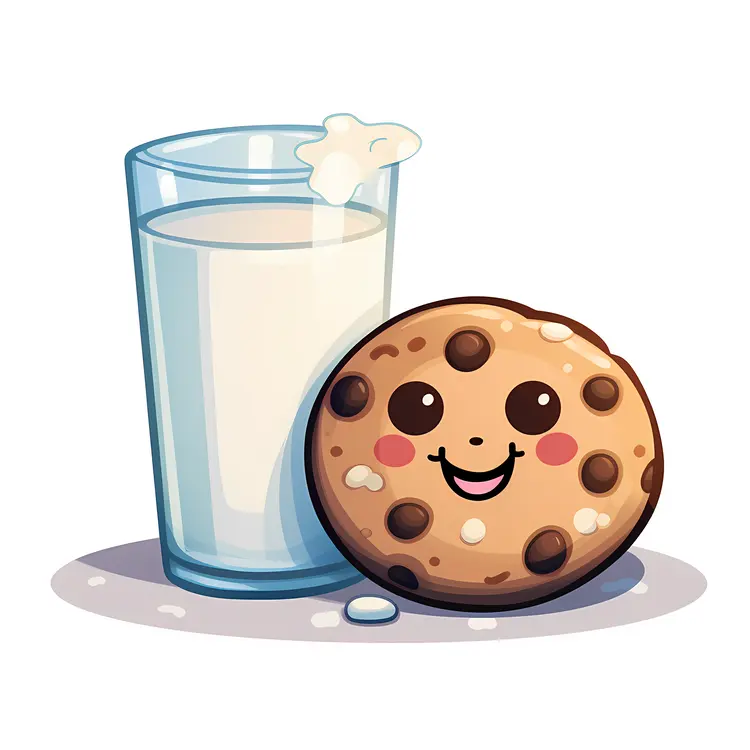 Cute Milk and Cookie Cartoon