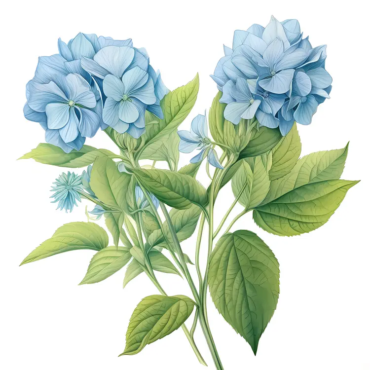 Beautiful Blue Hydrangea Illustration