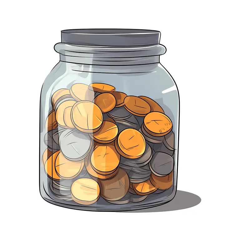 Coins in Jar Illustration