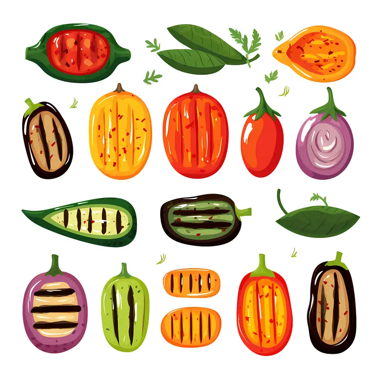 Illustrated Grilled Vegetables with Herbs