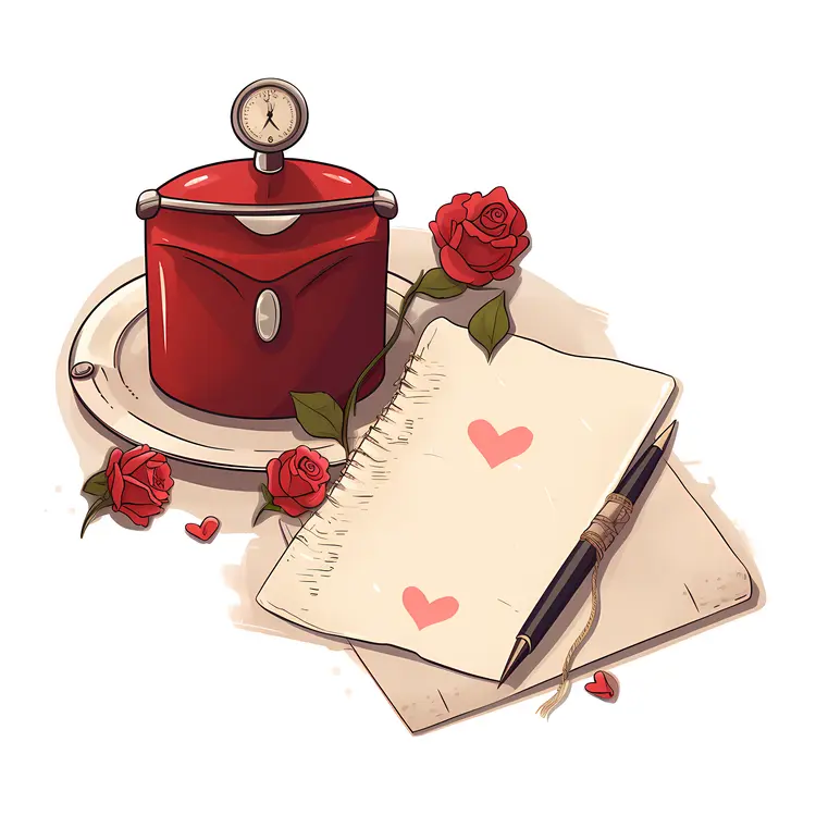 Notebook with Roses and Hearts