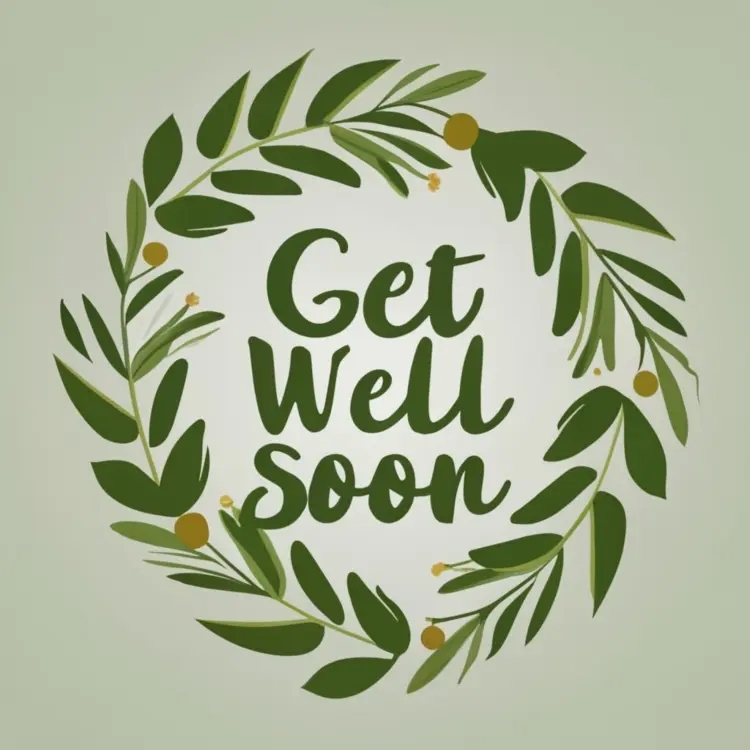 Get Well Soon Message with Leafy Wreath