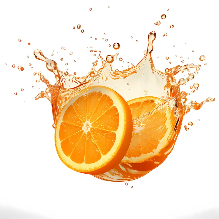 Fresh Orange Slice with Juice Splash