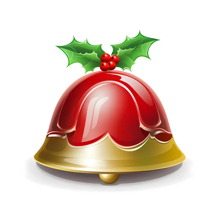 Festive Christmas Bell with Holly Leaves
