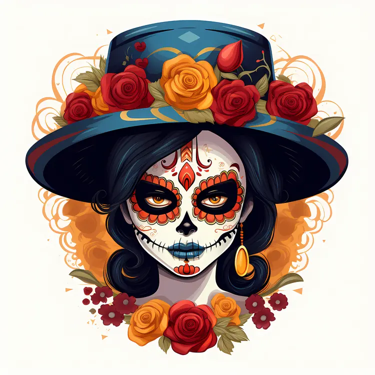 Skeleton with Hat for Day of the Dead