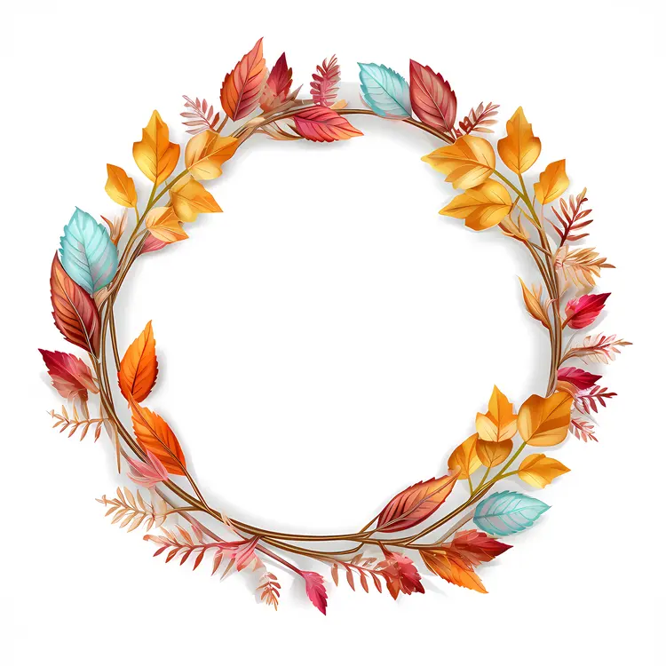 Autumn Wreath with Colorful Leaves