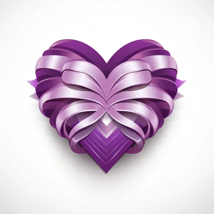 Beautiful Purple Heart-shaped Ribbon for Valentine's Day