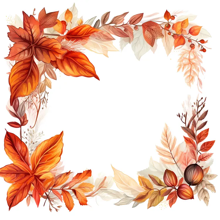 Decorative Frame with Autumn Leaves