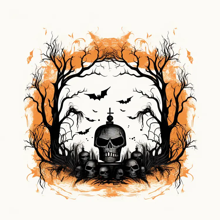 Skull in Spooky Forest for Halloween