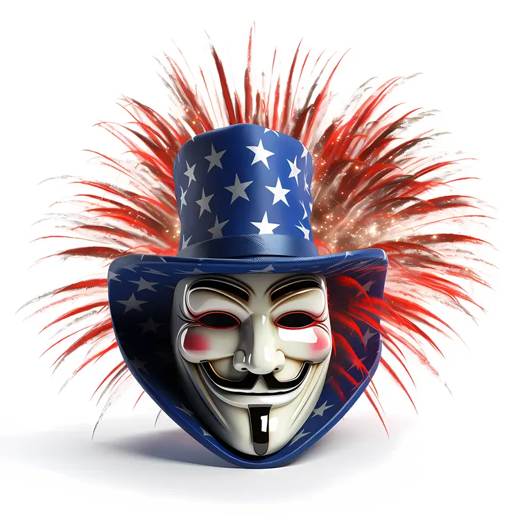 Patriotic Mask with Hat and Stars