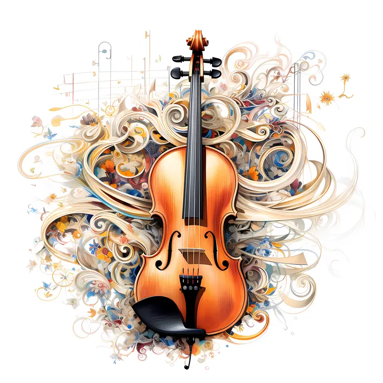 Elegant Violin with Musical Notes