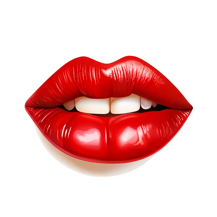 Glossy Red Lips with Teeth Illustration