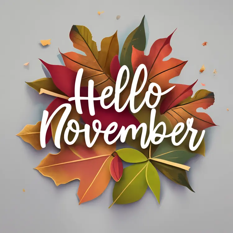 Hello November with Colorful Leaves