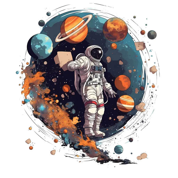 Astronaut Exploring the Colorful Universe