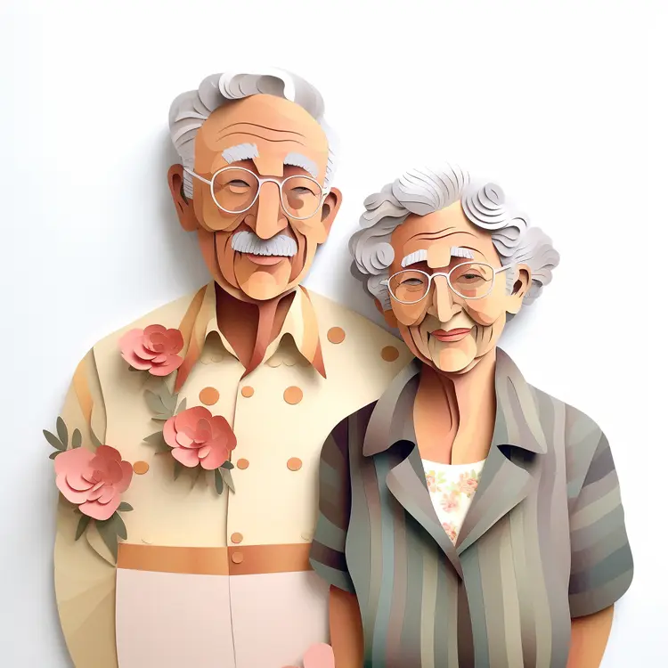 Paper Art Elderly Couple for Grandparents Day
