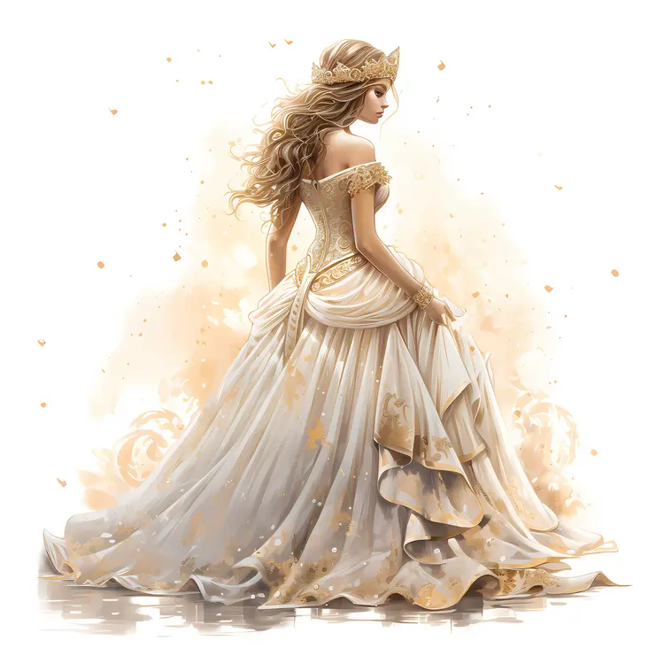Elegant Princess in a White Dress
