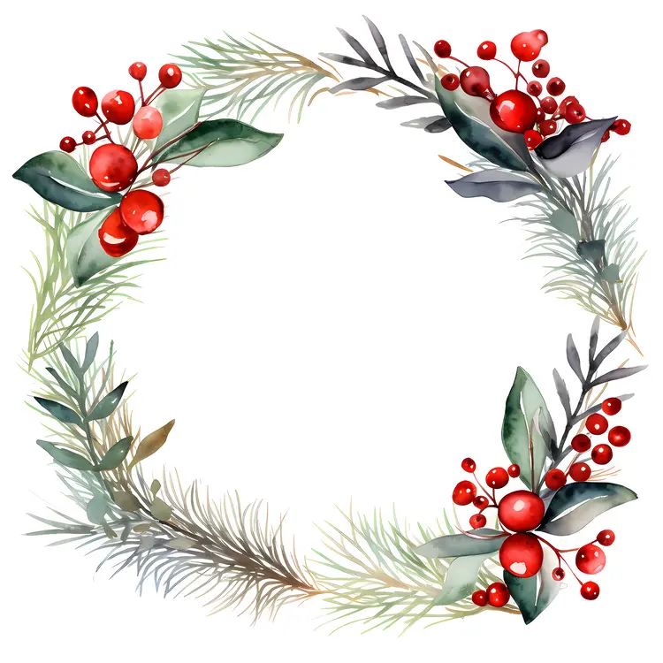 Christmas Wreath with Holly and Berries