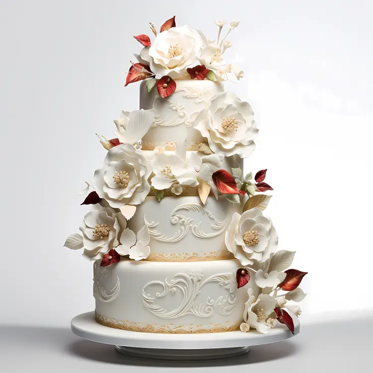 Elegant White Floral Wedding Cake