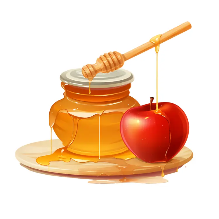 Honey Jar with Apple and Dripping Honey