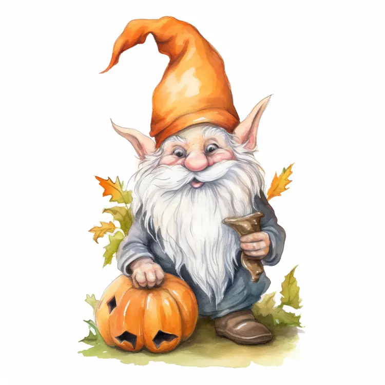 Cute Halloween Gnome with Pumpkin