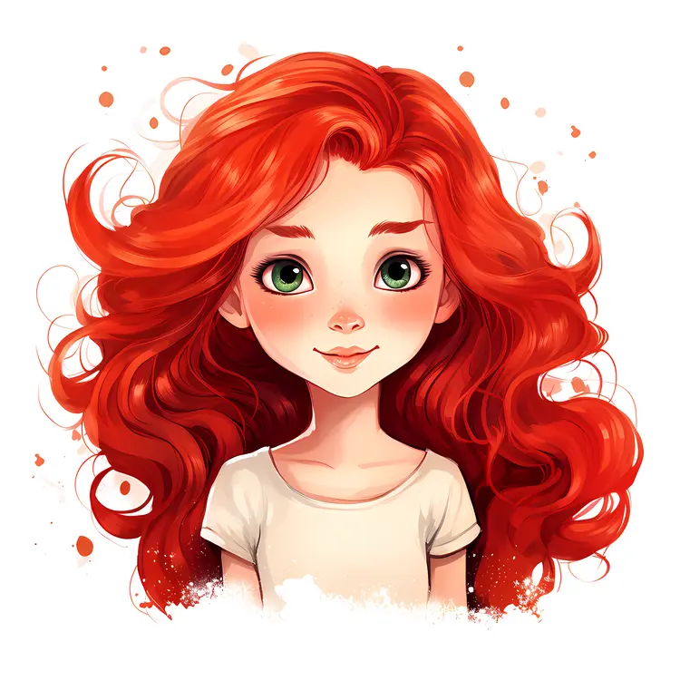 Cute Red-haired Girl with Green Eyes