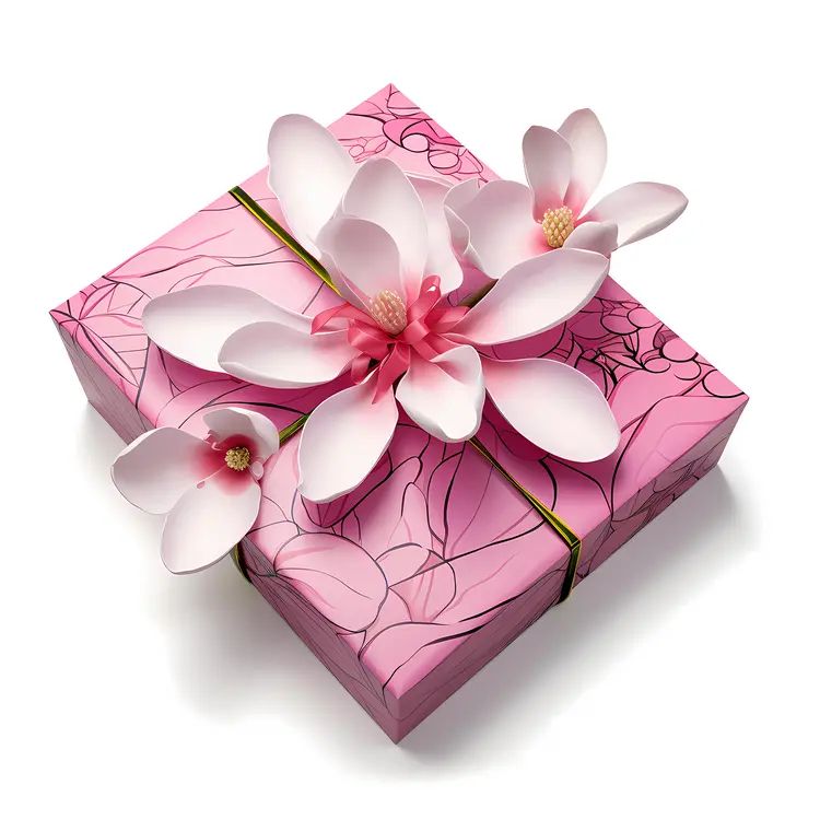 Pink Gift Box with Flowers